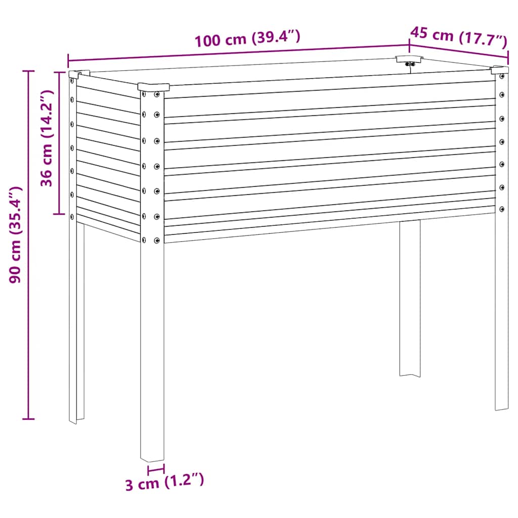 Sodo lovelis, antracito spalvos, 100x41x90cm, plienas