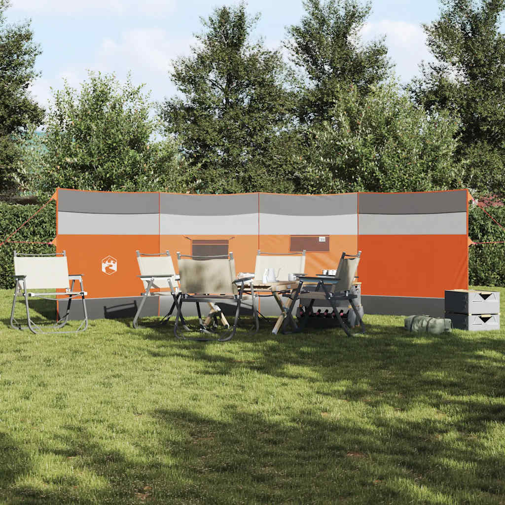 Stovyklavimo uždanga nuo vėjo, pilka ir oranžinė, 510x153 cm