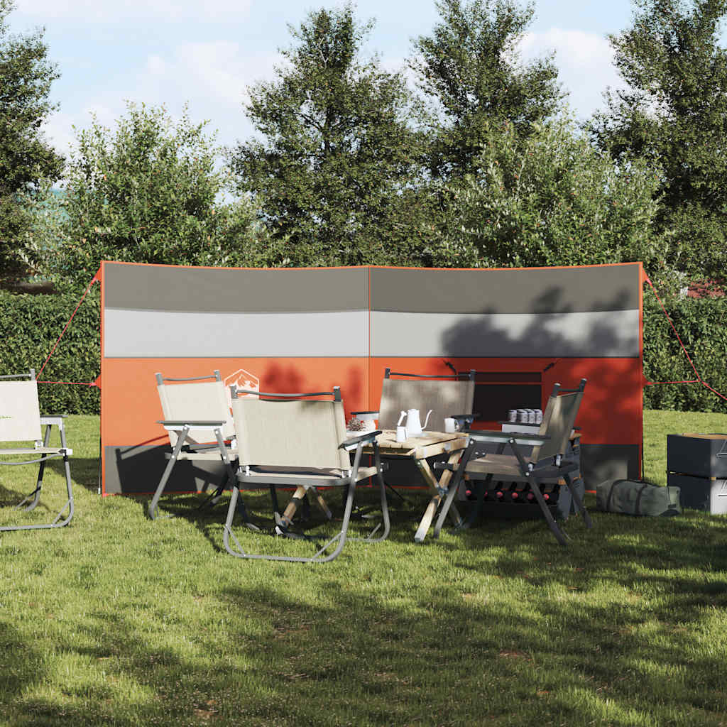 Stovyklavimo uždanga nuo vėjo, pilka ir oranžinė, 340x130 cm