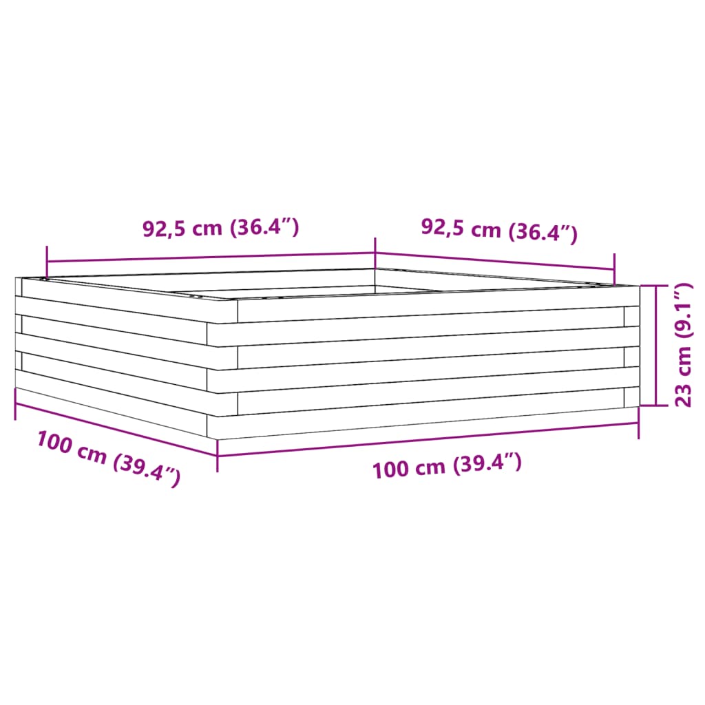 Sodo lovelis, baltas, 100x100x23cm, pušies medienos masyvas