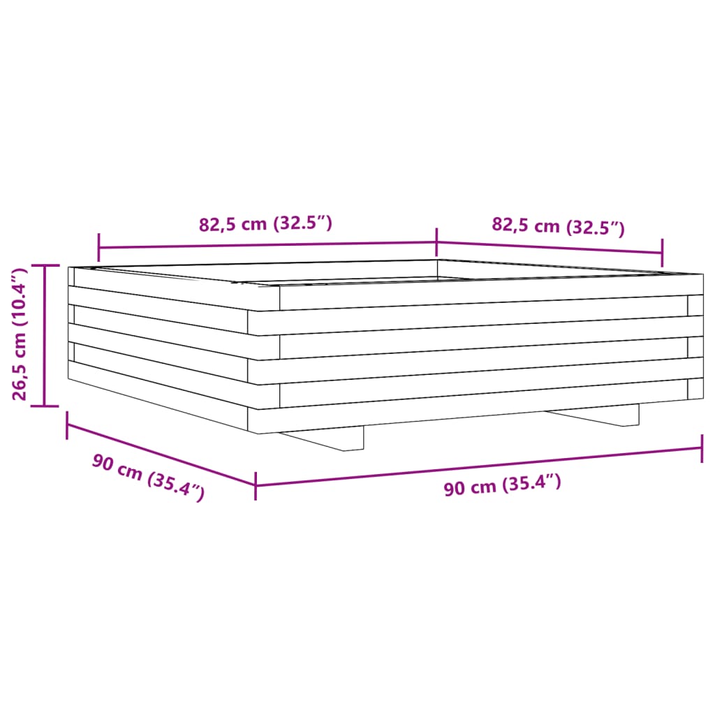 Sodo lovelis, 90x90x26,5cm, douglas eglės medienos masyvas