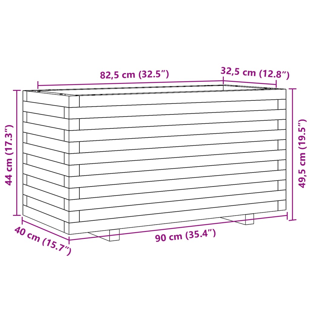 Sodo lovelis, 90x40x49,5cm, impregnuota pušies mediena