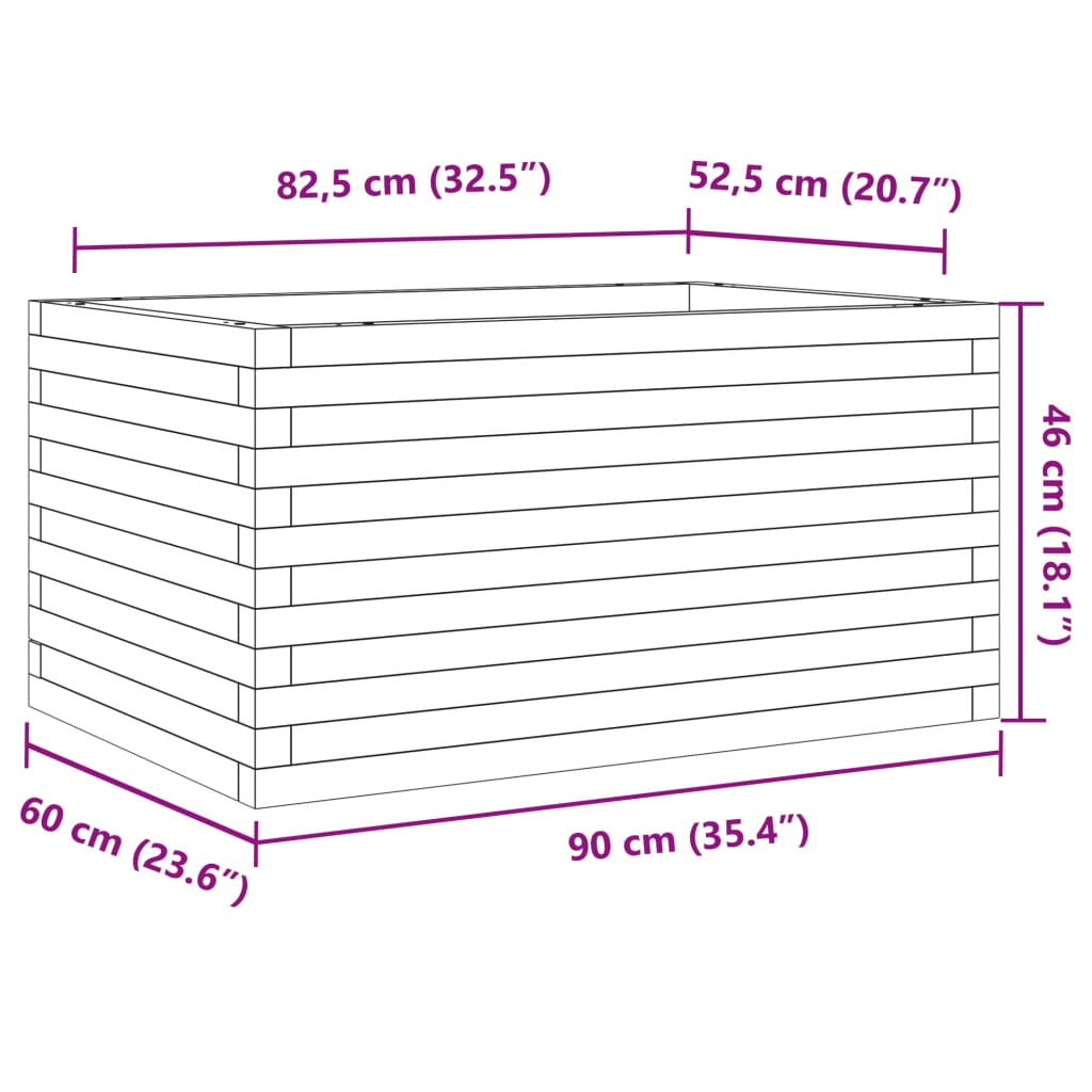 Sodo lovelis, baltas, 90x60x46cm, pušies medienos masyvas