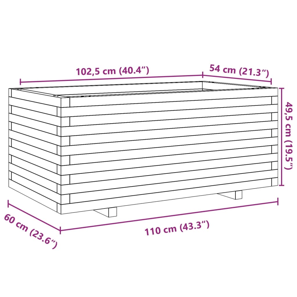 Sodo lovelis, baltas, 110x60x49,5cm, pušies medienos masyvas