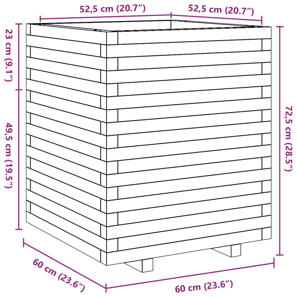 Sodo lovelis, baltas, 60x60x72,5cm, pušies medienos masyvas