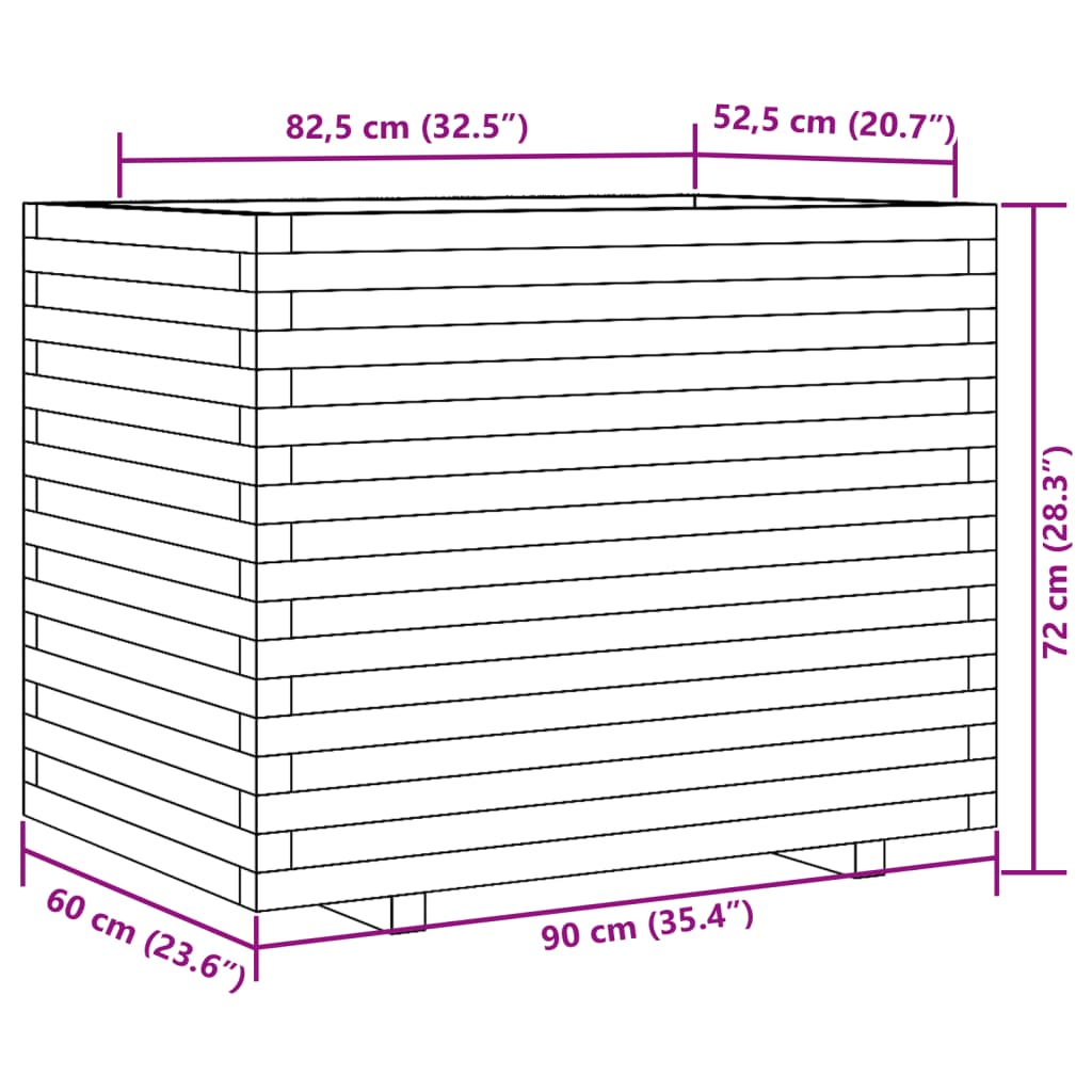Sodo lovelis, 90x60x72cm, impregnuota pušies mediena