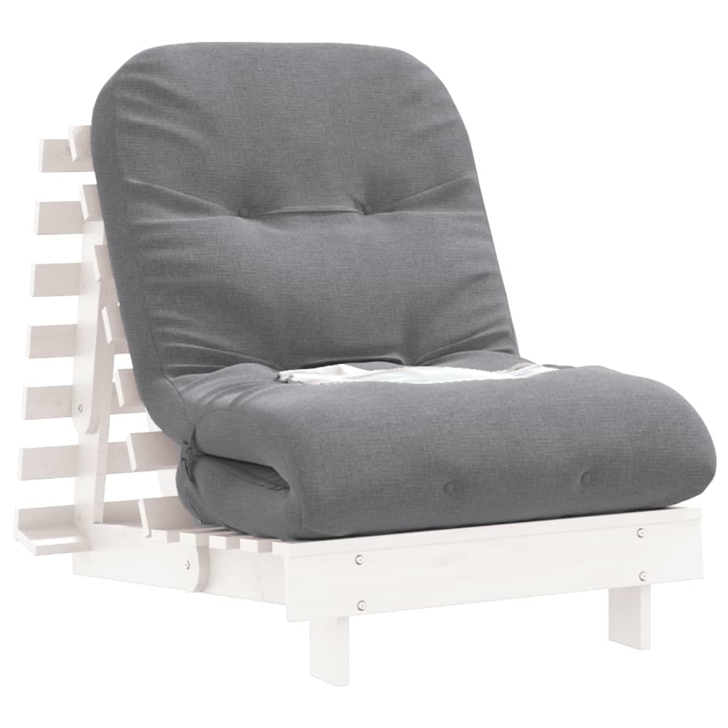 Futono sofa-lova su čiužiniu, balta, 70x206x11cm, pušis