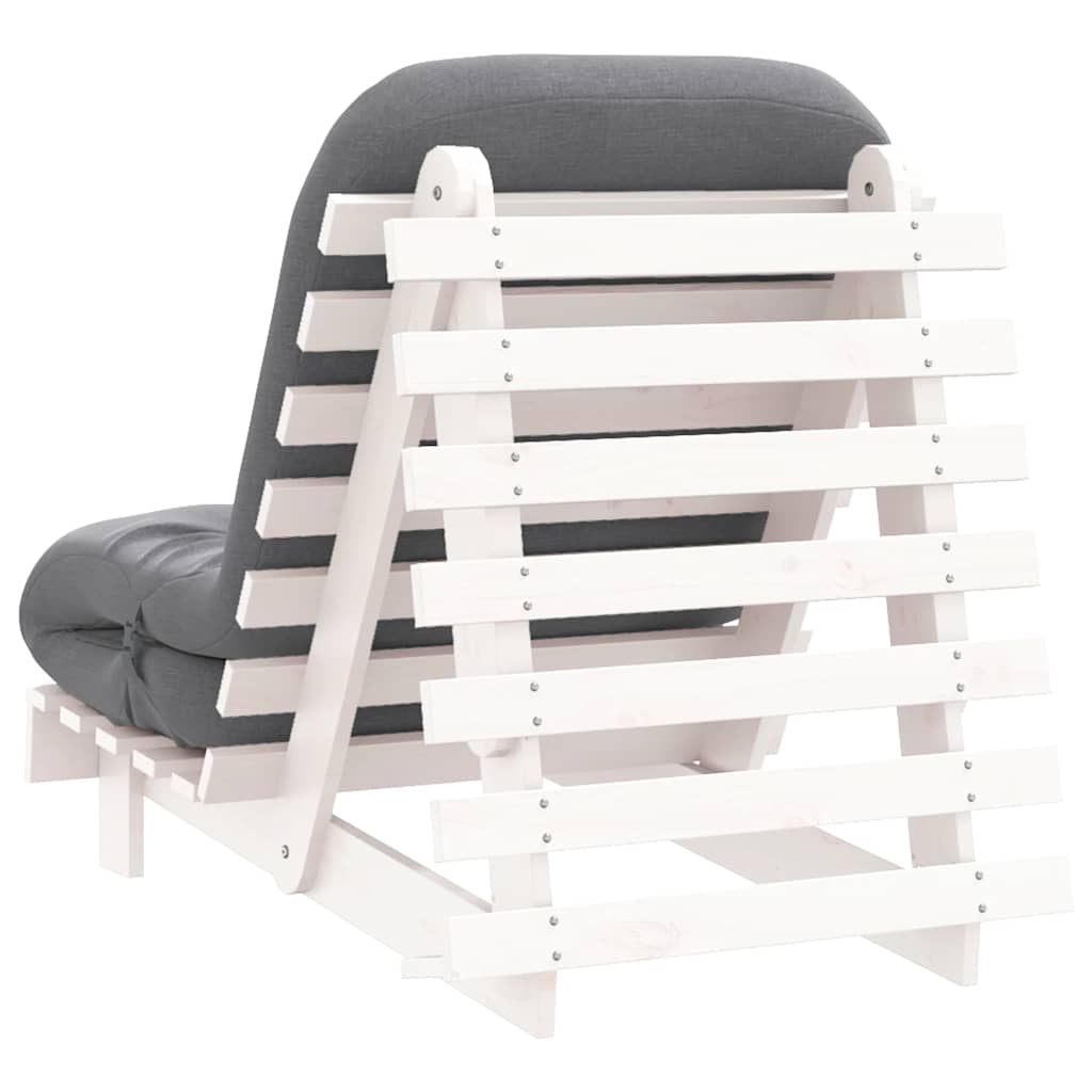 Futono sofa-lova su čiužiniu, balta, 70x206x11cm, pušis