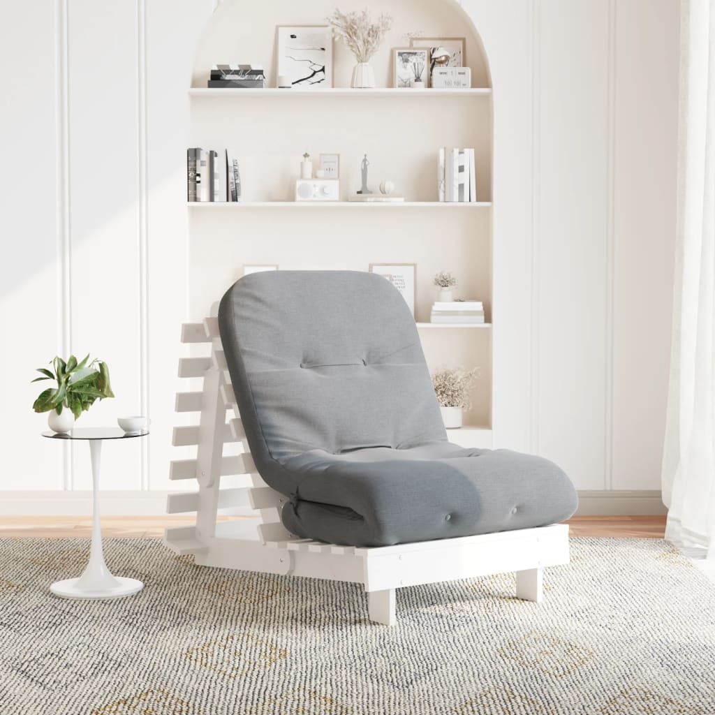 Futono sofa-lova su čiužiniu, balta, 70x206x11cm, pušis