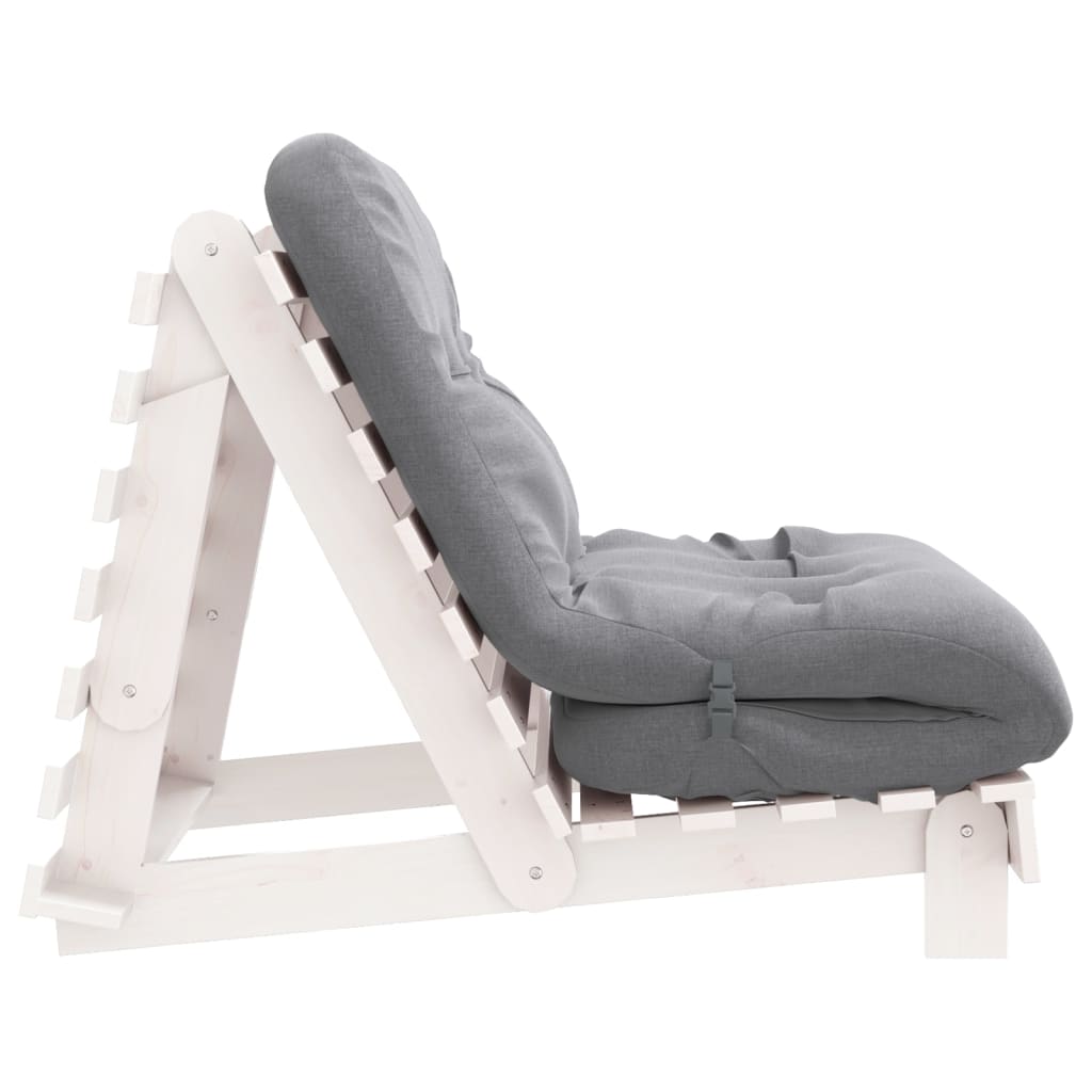 Futono sofa-lova su čiužiniu, balta, 80x206x11cm, pušis