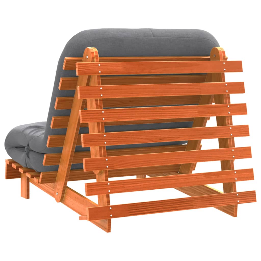 Futono sofa-lova su čiužiniu, vaško ruda, 80x206x11cm, pušis