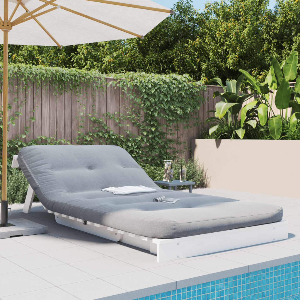 Futono sofa-lova su čiužiniu, balta, 100x206x11cm, pušis