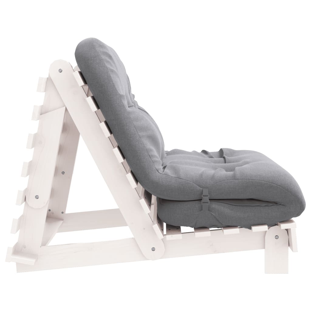 Futono sofa-lova su čiužiniu, balta, 100x206x11cm, pušis