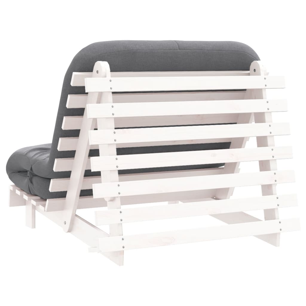 Futono sofa-lova su čiužiniu, balta, 100x206x11cm, pušis