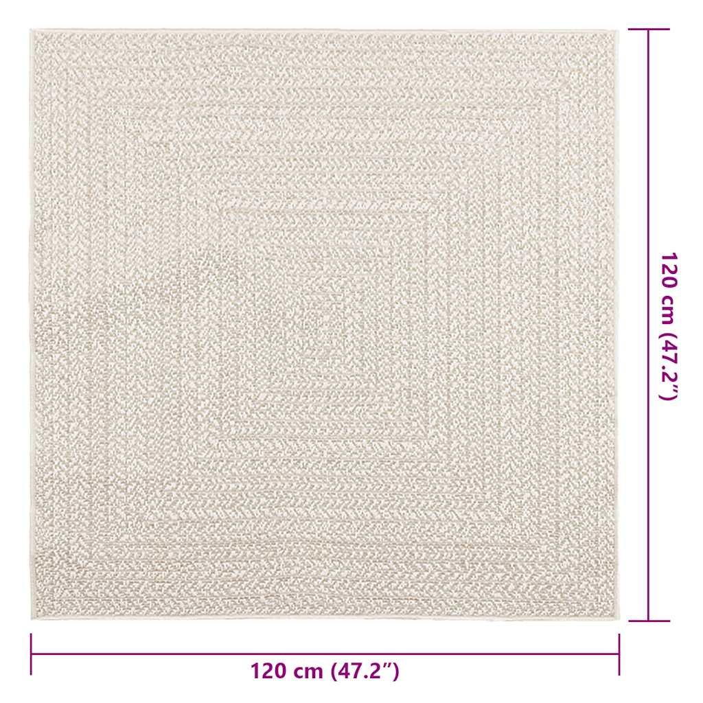 Kilimas ZIZUR, 120x120 cm, džiuto imitacija, vidaus ir lauko