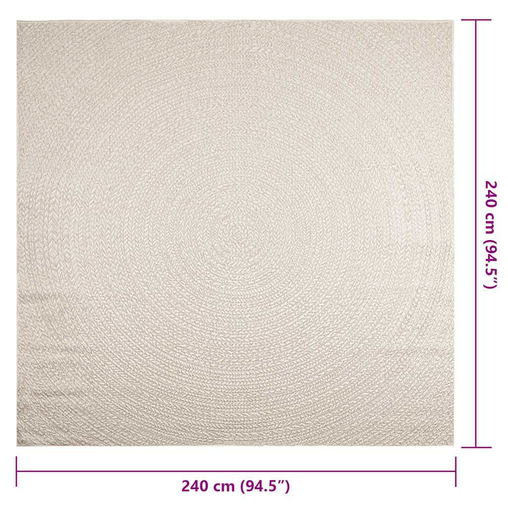 Kilimas ZIZUR, 240x240 cm, džiuto imitacija, vidaus ir lauko