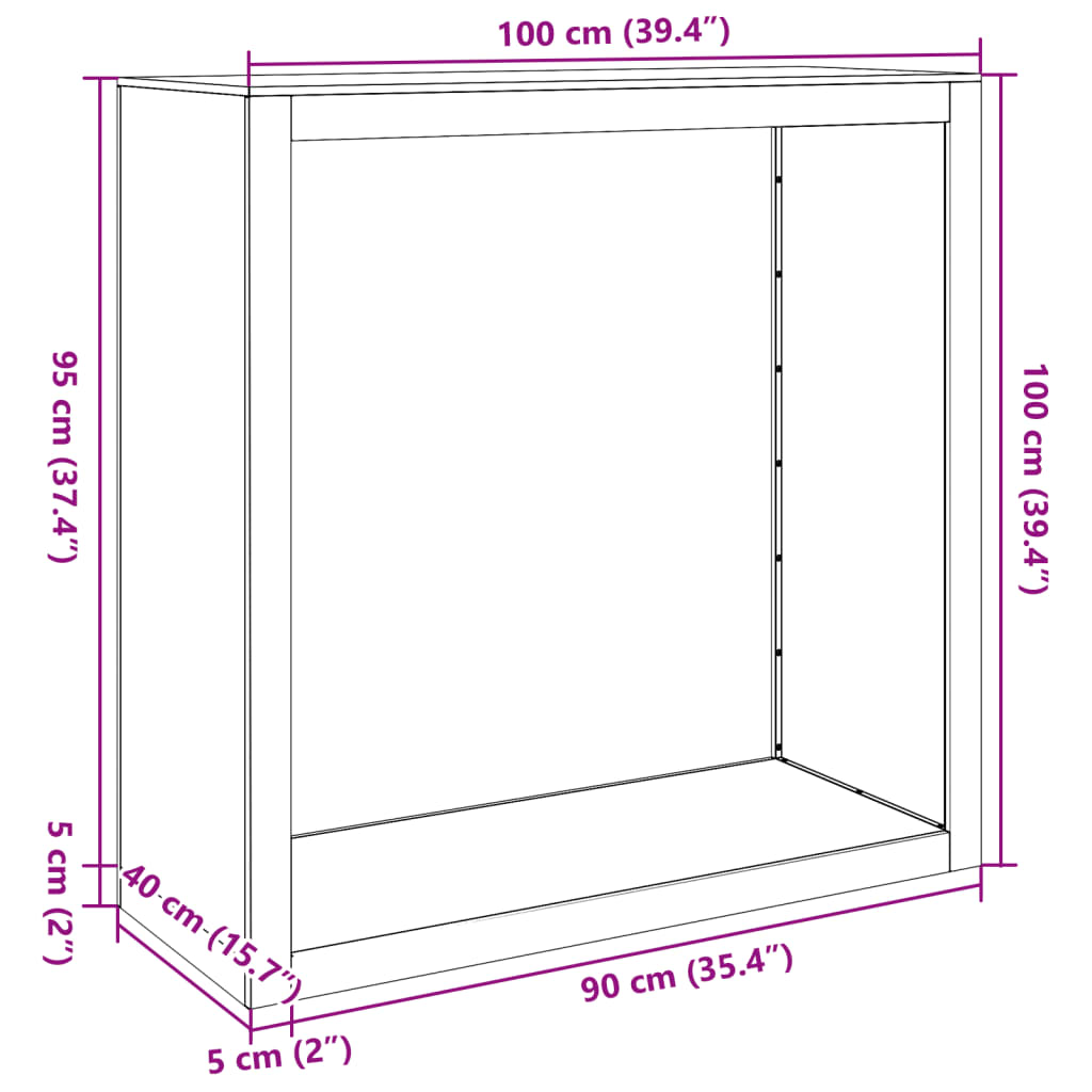 Stovas malkoms, antracito spalvos, 100x40x100cm, plienas