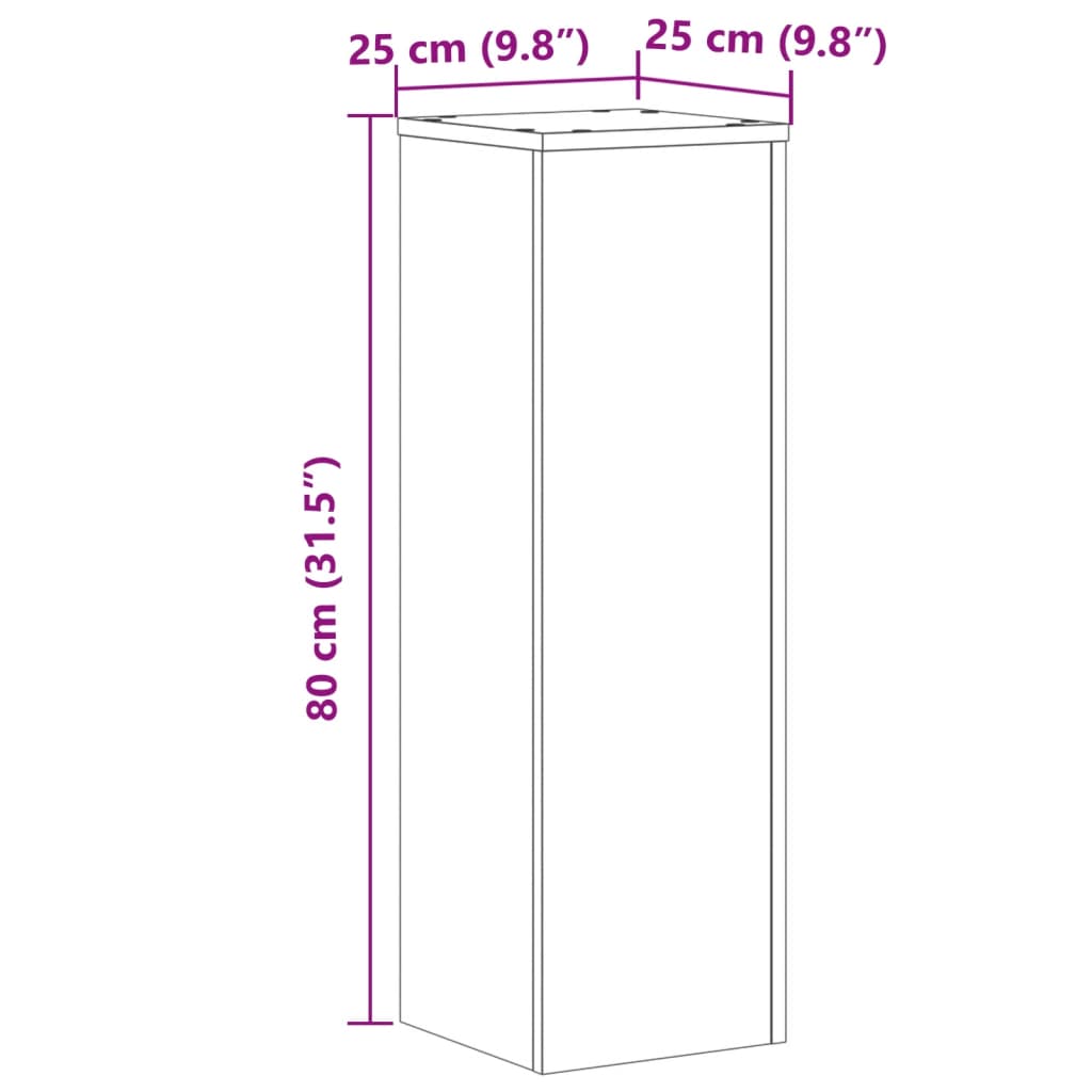 Stovai augalams, 2vnt., sendintos medienos, 25x25x80cm, mediena