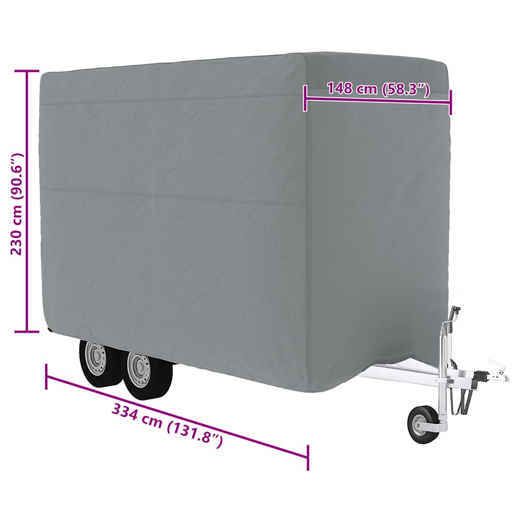 Arklio priekabos dangtis, pilka, 334x148x230cm, audinys