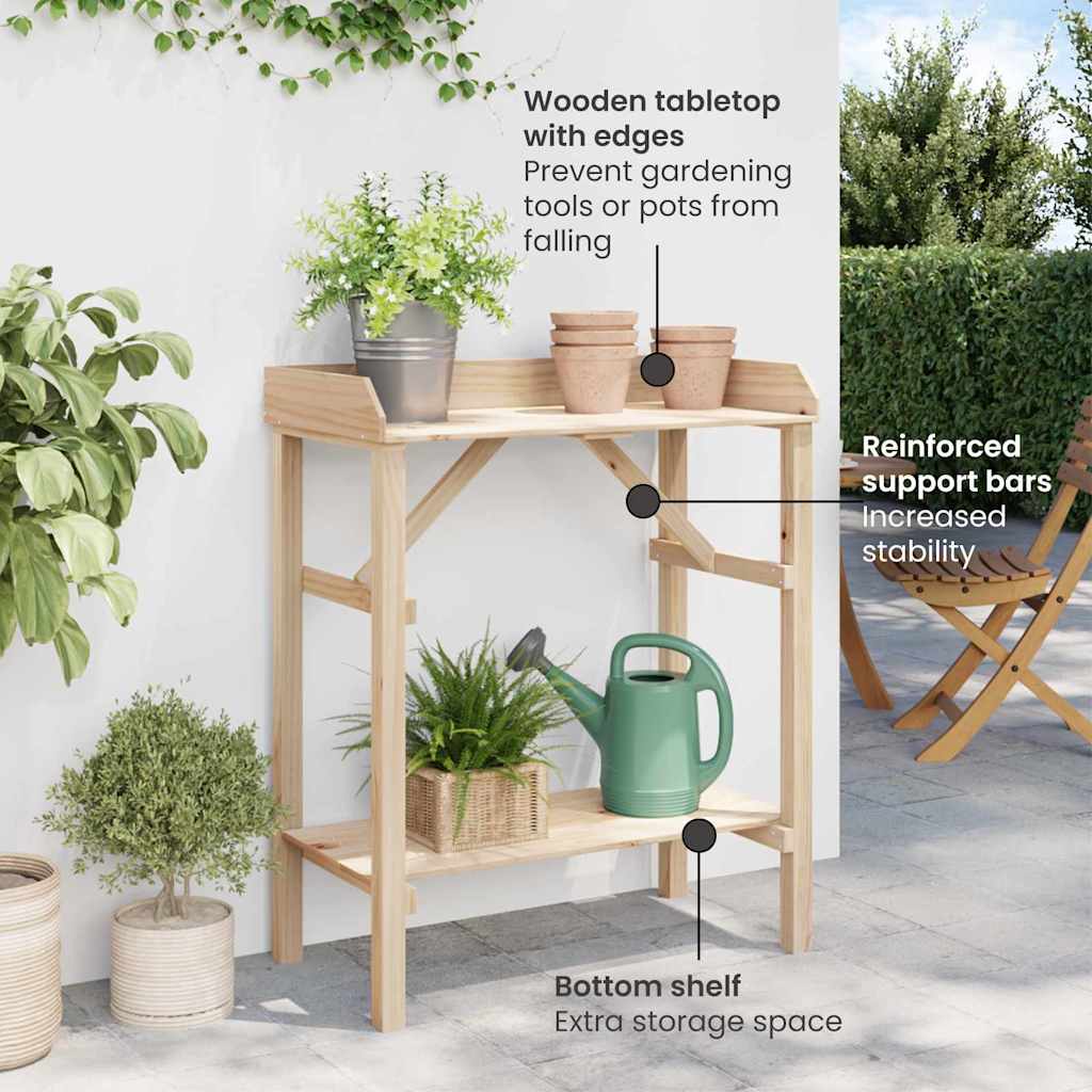 Sodo darbo stalas 75x40x90 cm Iš kietos pušies medienos