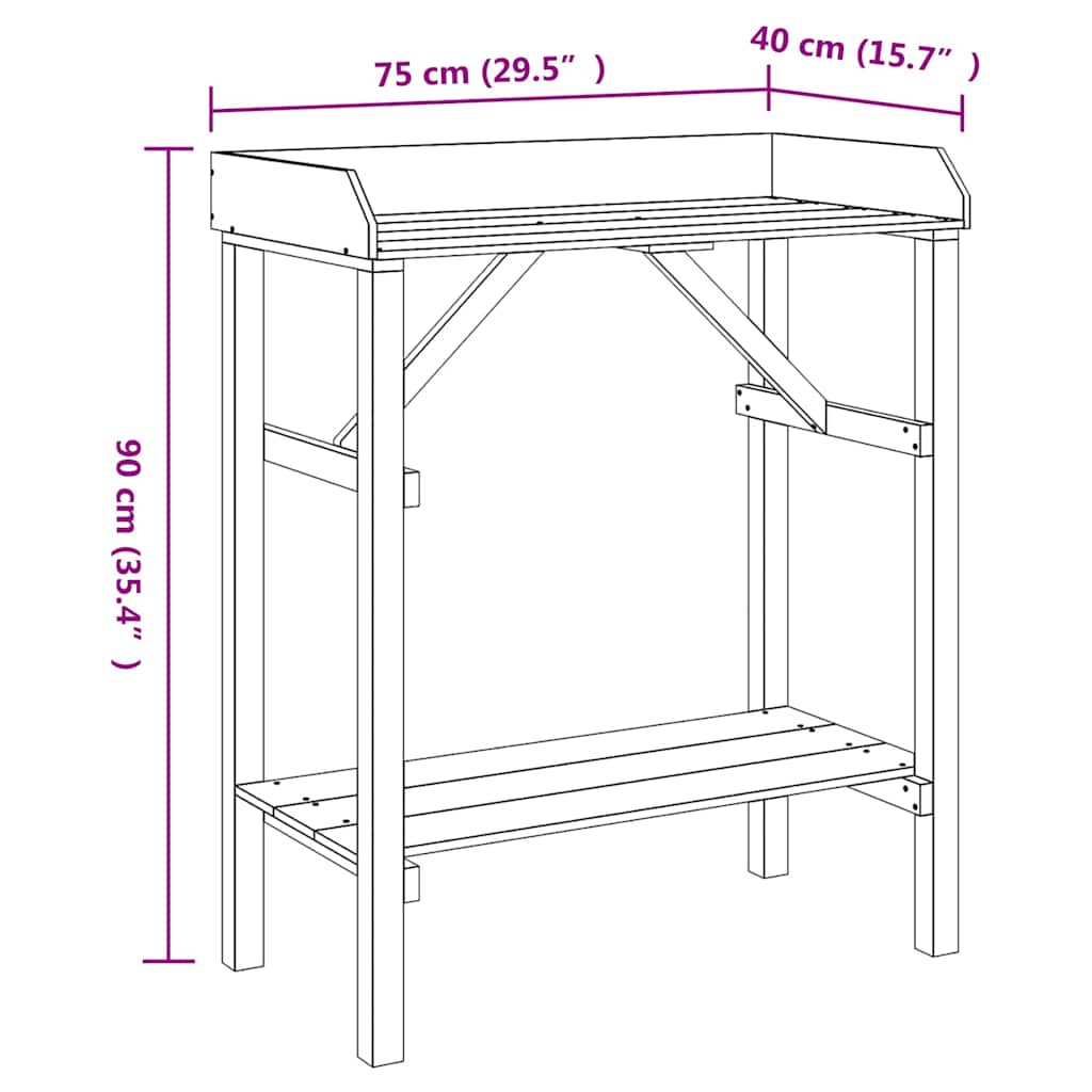 Persodinimo stalas Ruda 75 x 40 x 90 cm Kietos pušies mediena