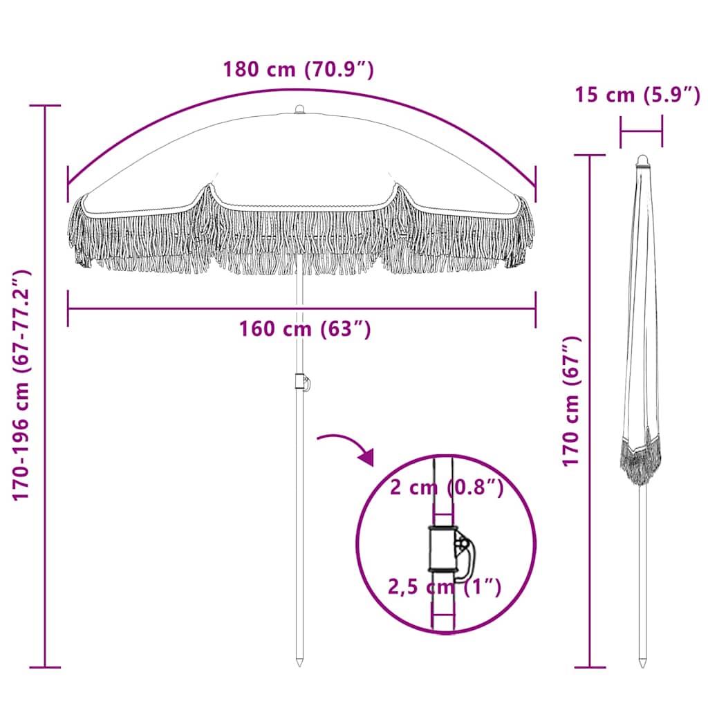 Skėtis nuo saulės Geltona ir balta Ø 160 x 195 cm Plienas