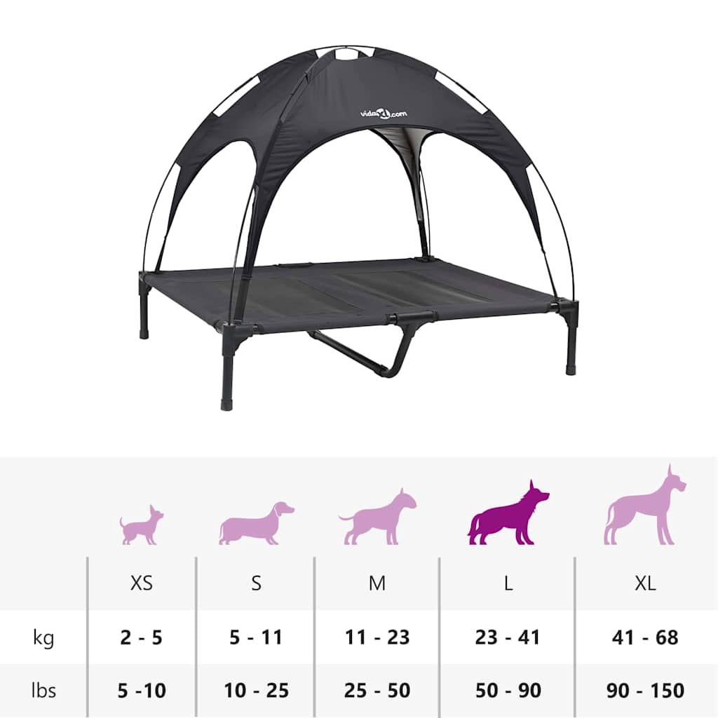 pakelta šunų lova su nuimamu stogu Juoda L Plienas