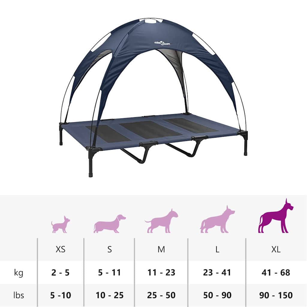 pakelta šunų lova su nuimamais stogu tamsiai mėlyna XL plienas