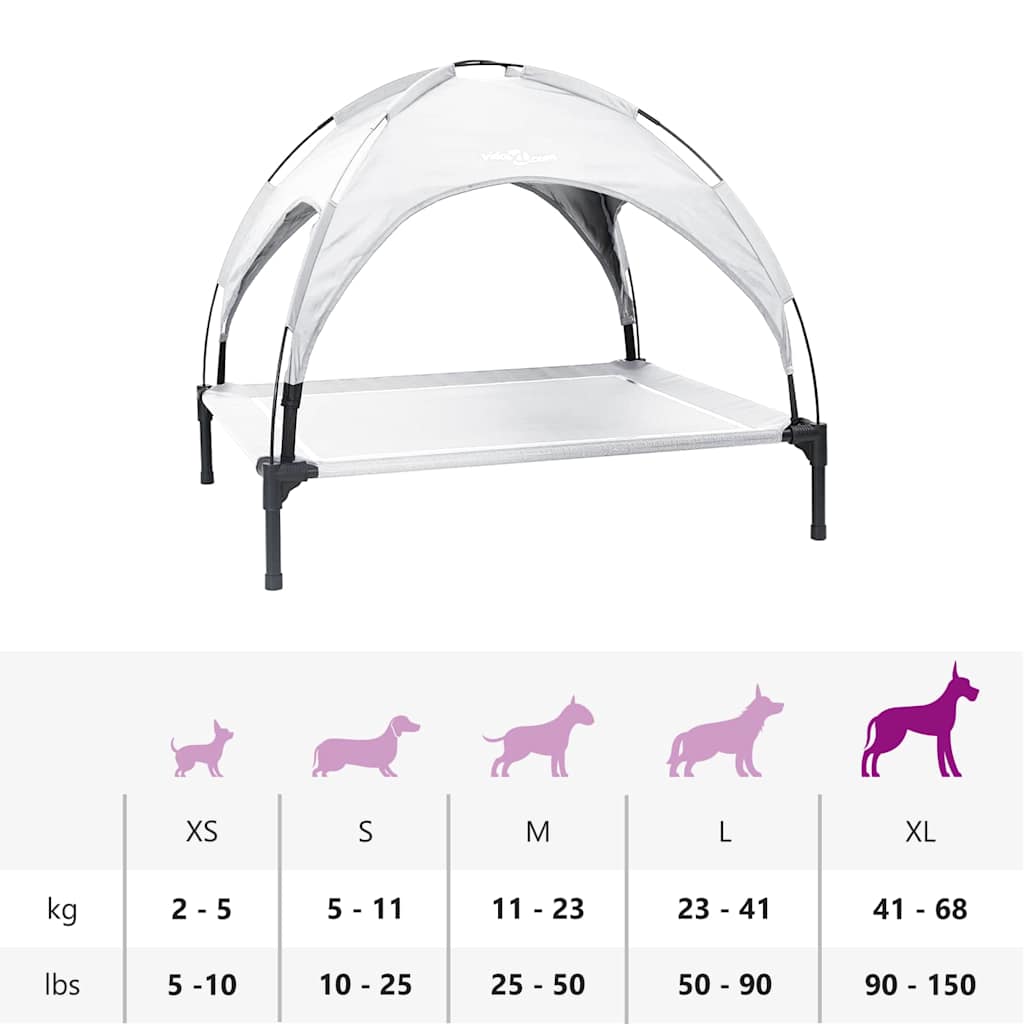 pakelta šunų lova su nuimamu stogu sidabrinė pilka XL plienas