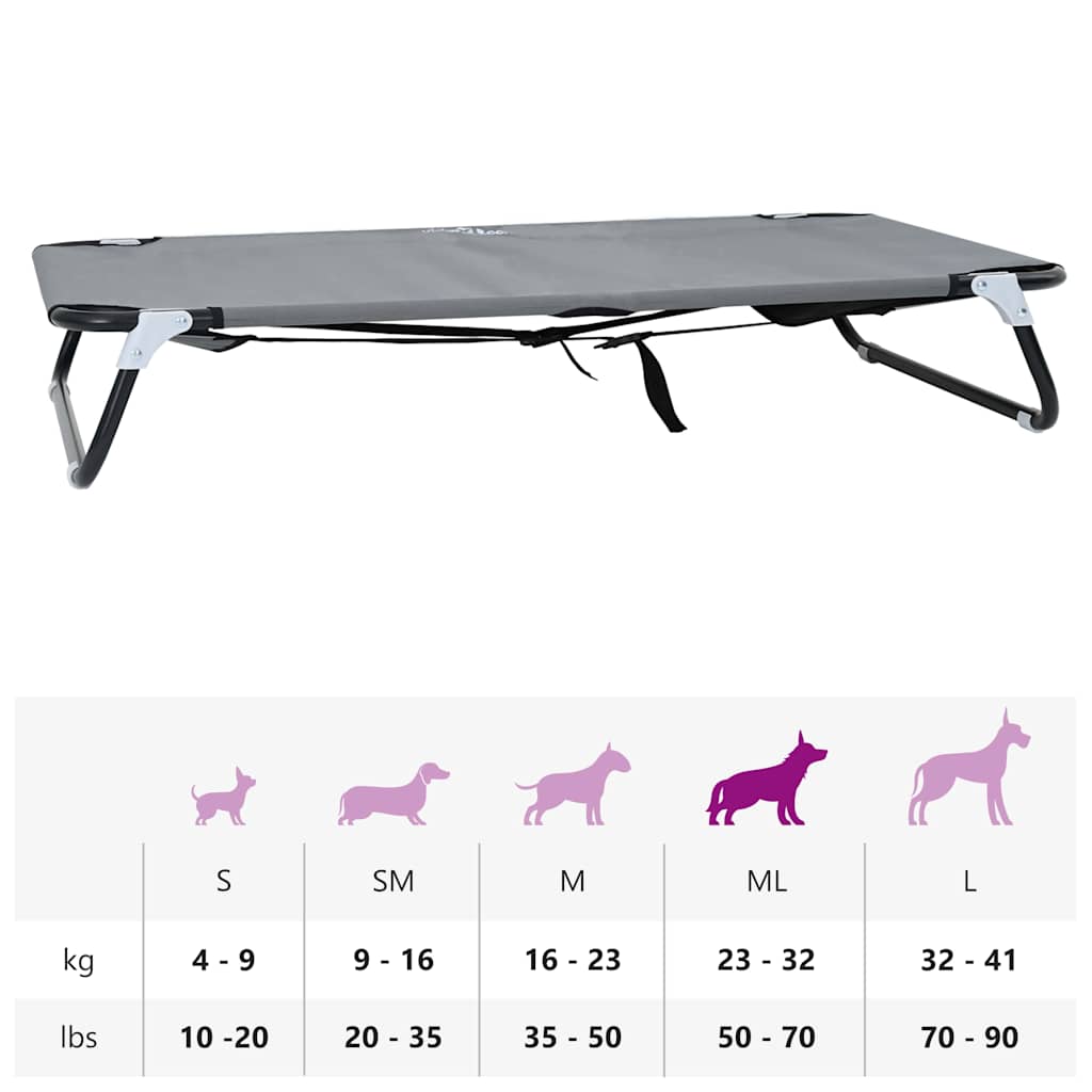 Sulankstoma šunų lova Šviesiai pilka Metalinis rėmas, audinio lova