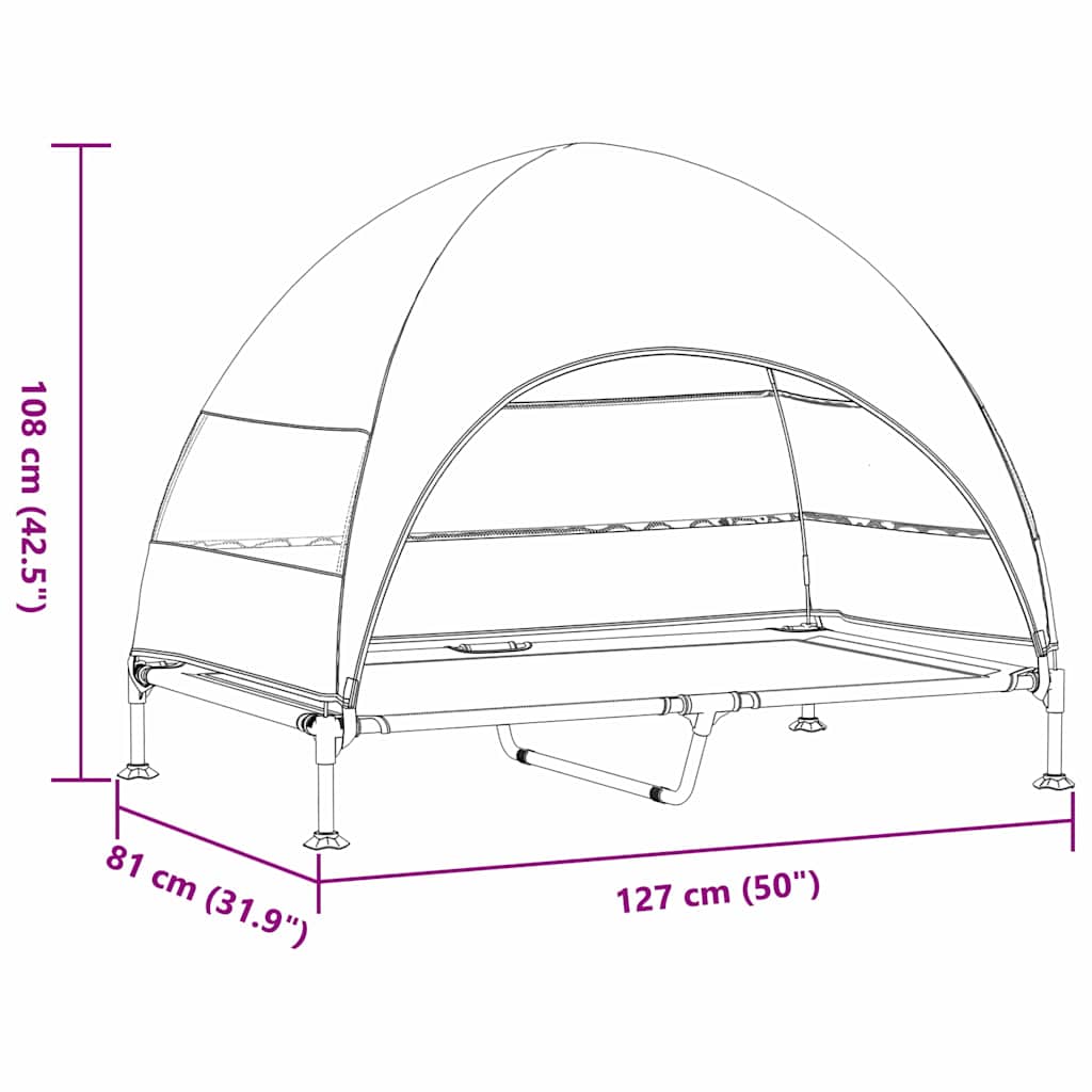 pakelta šuns lova su nuimamu stogeliu sidabrinėje pilkoje XL plieninė