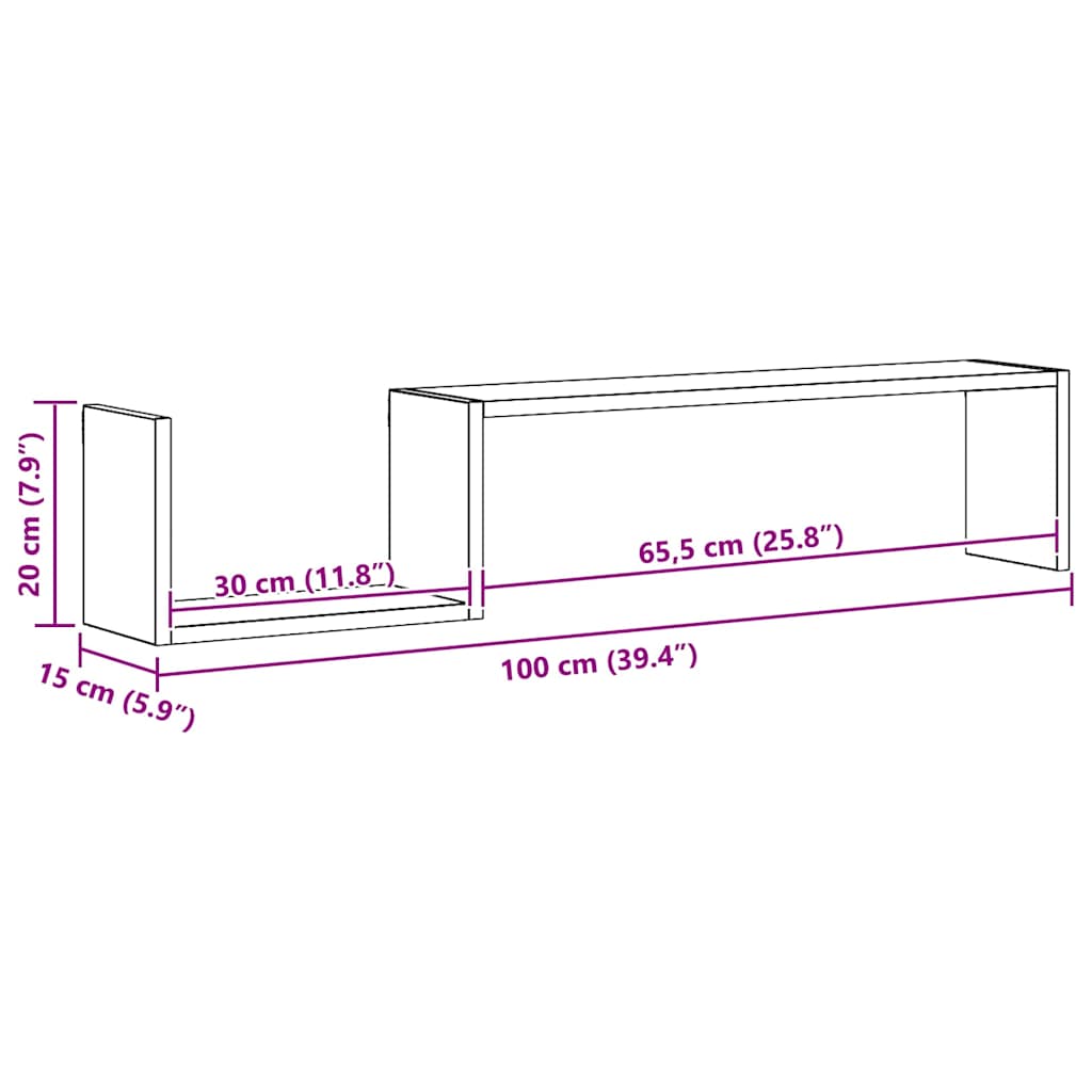 Sieninės lentynos, 2vnt., artisano, 100x15x20cm, mediena