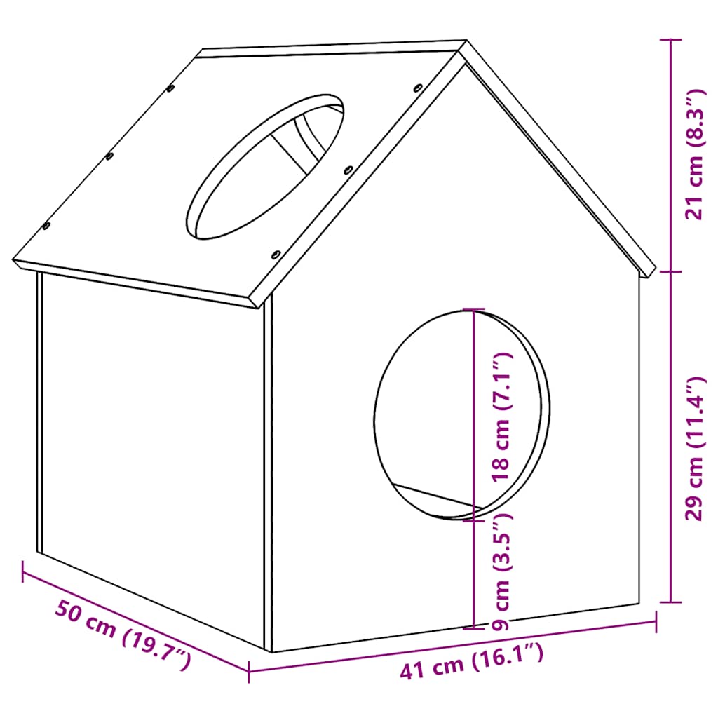 Cat House Balta 41x50x50 cm Pušies masyvo