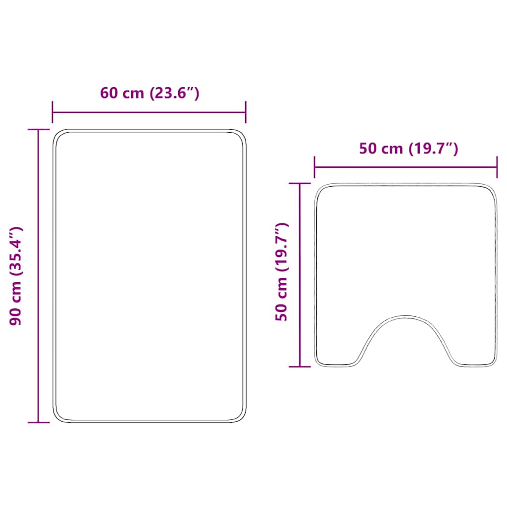 Antisklidus vonios kilimėlių rinkinys 2 pcs Kreminė PP