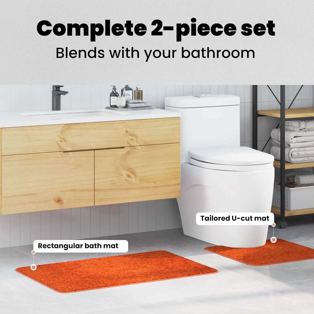 Antisklidus vonios kilimėlių rinkinys 2 pcs Oranžinė PP