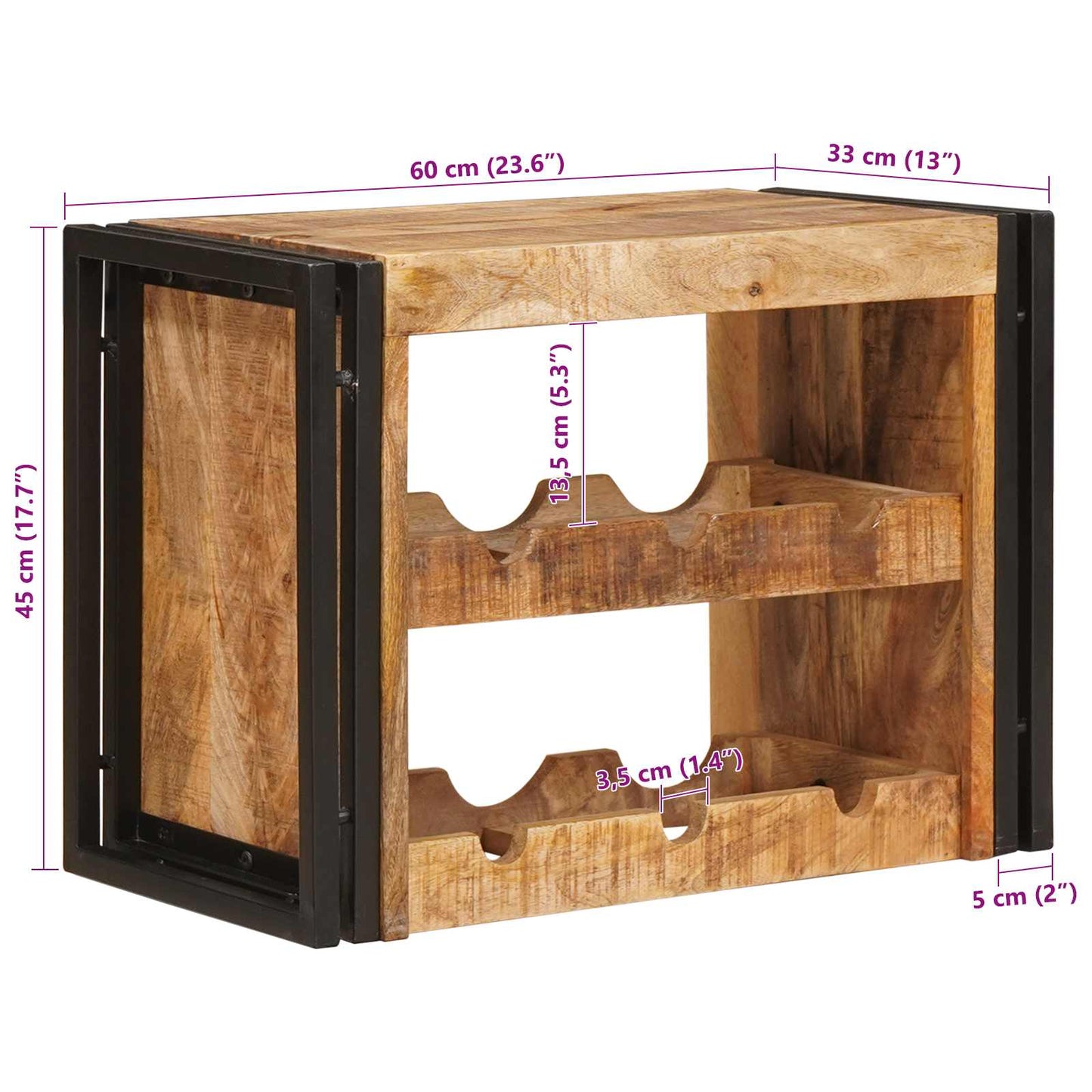 Vyno stovas Ruda 60 x 45 x 33 cm Kietas Rupus Mangų Medis