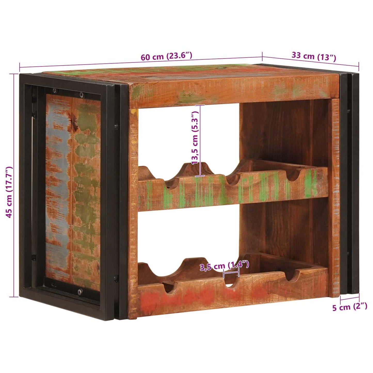 Vyno stovas Ruda 100 x 45 x 33 cm Kieta atnaujinta mediena