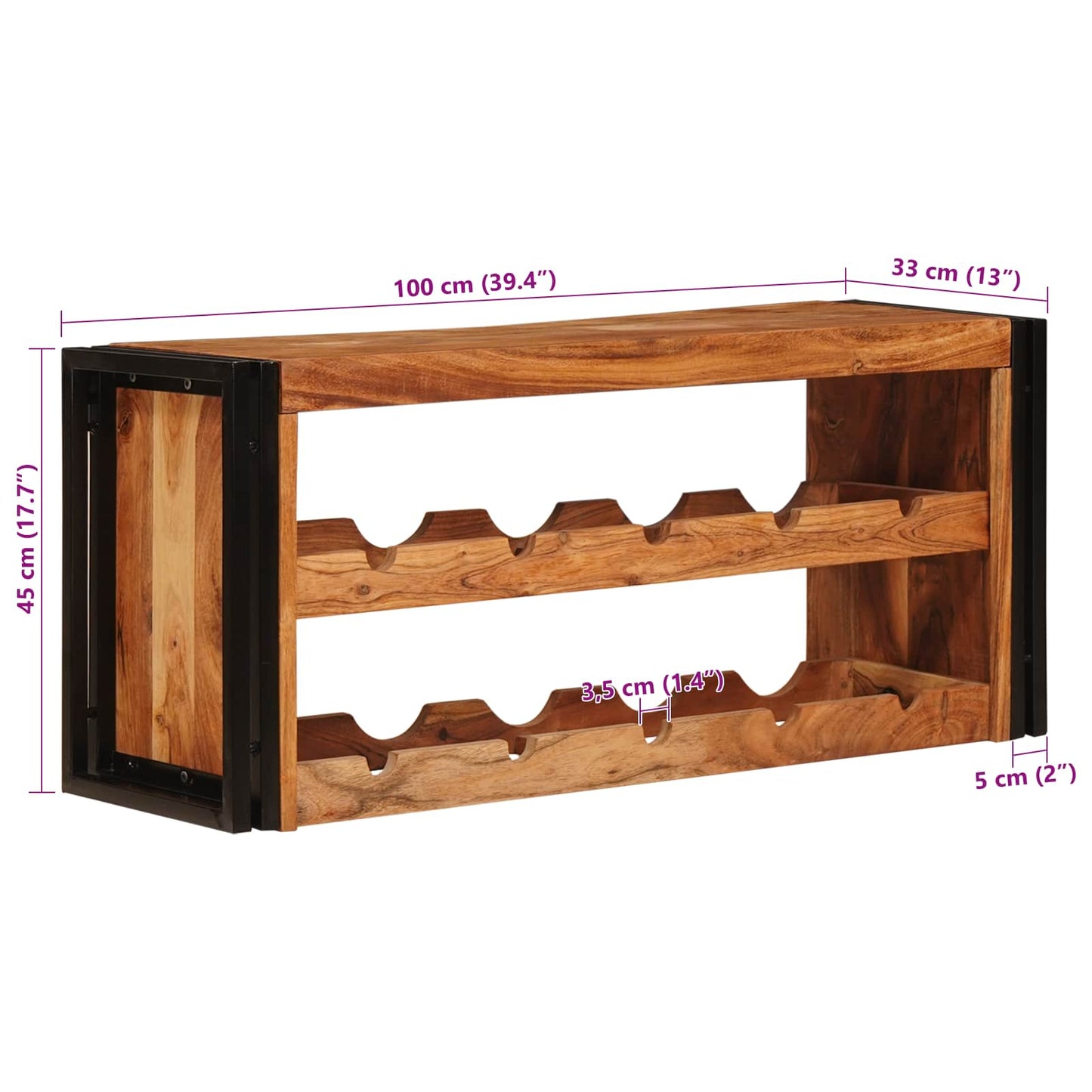 Vyno stovas Ruda 100 x 45 x 33 cm Kietos akacijos mediena