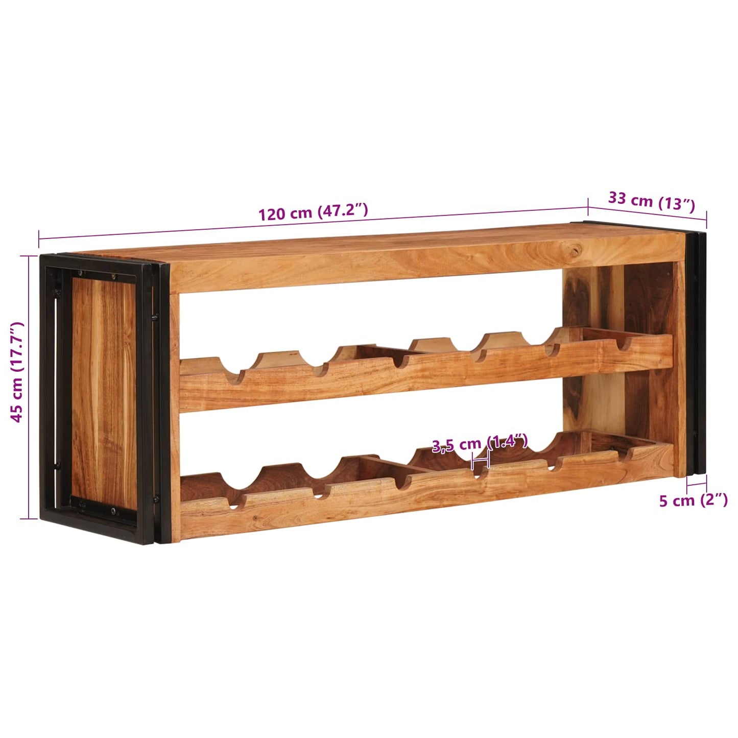 Vyno stovas Ruda 120 x 45 x 33 cm Kietos akacijos mediena