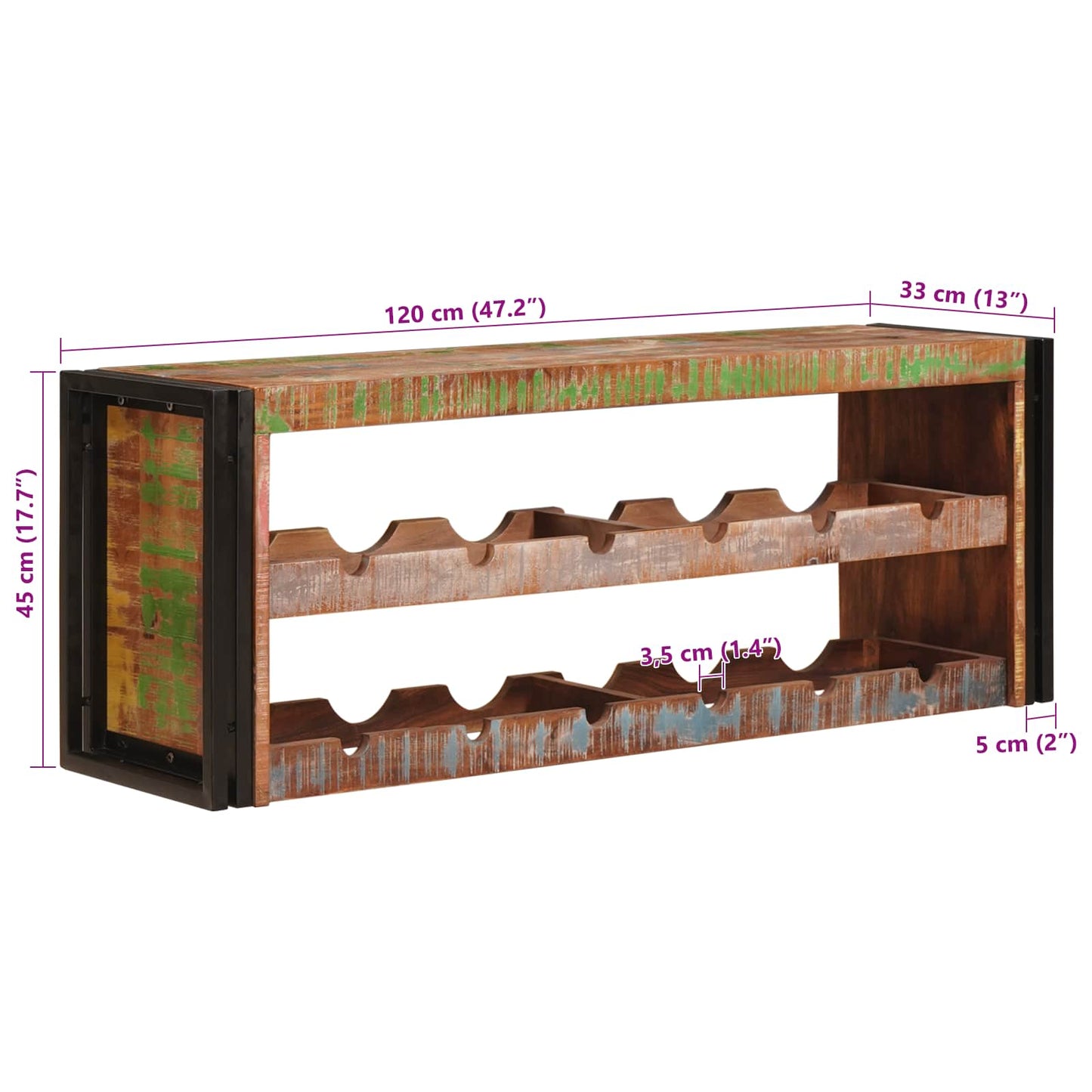 Vyno stovas Ruda 120 x 45 x 33 cm Kieta atnaujinta mediena