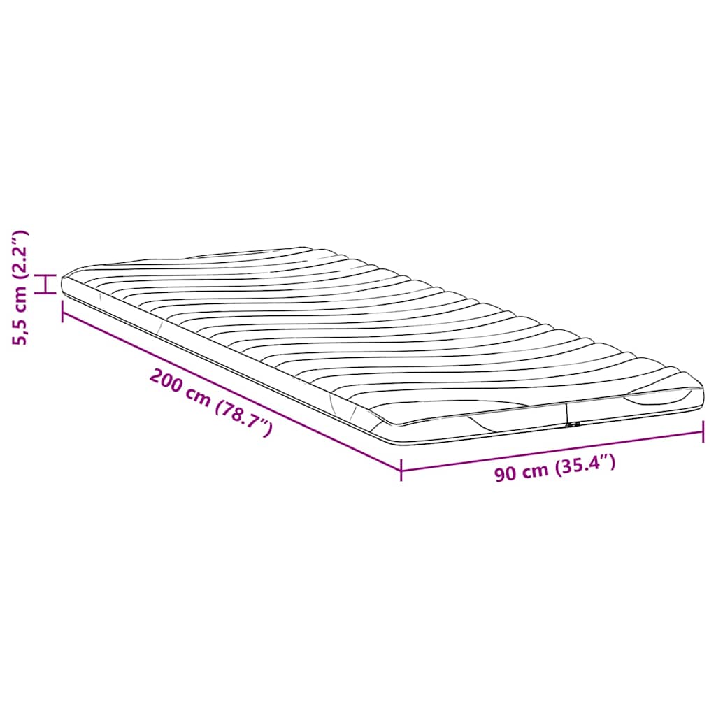 Čiužinio pagalvėlės Balta 90 x 200 cm Be klijų poliesteris