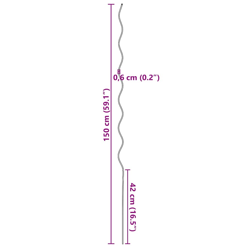 Spiralės augalų atramos 20 vnt 150 cm Cinkuotas plienas