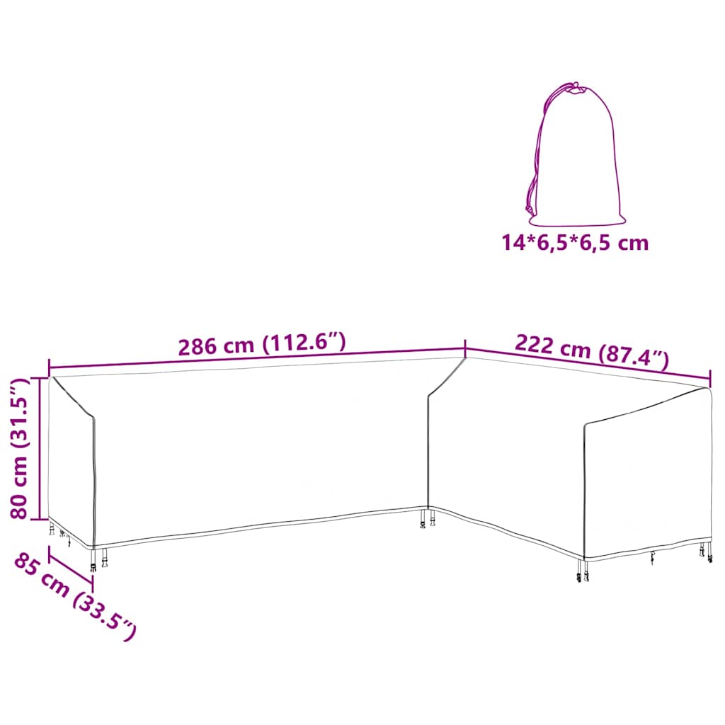 Lauko baldų uždangalas Juoda 286 x 222 x 80 cm 210D audinys