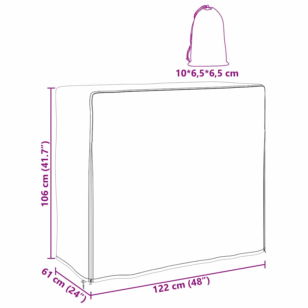 Lauko baldų uždangalas Juoda 122 x 61 x 106 cm 420D audinys