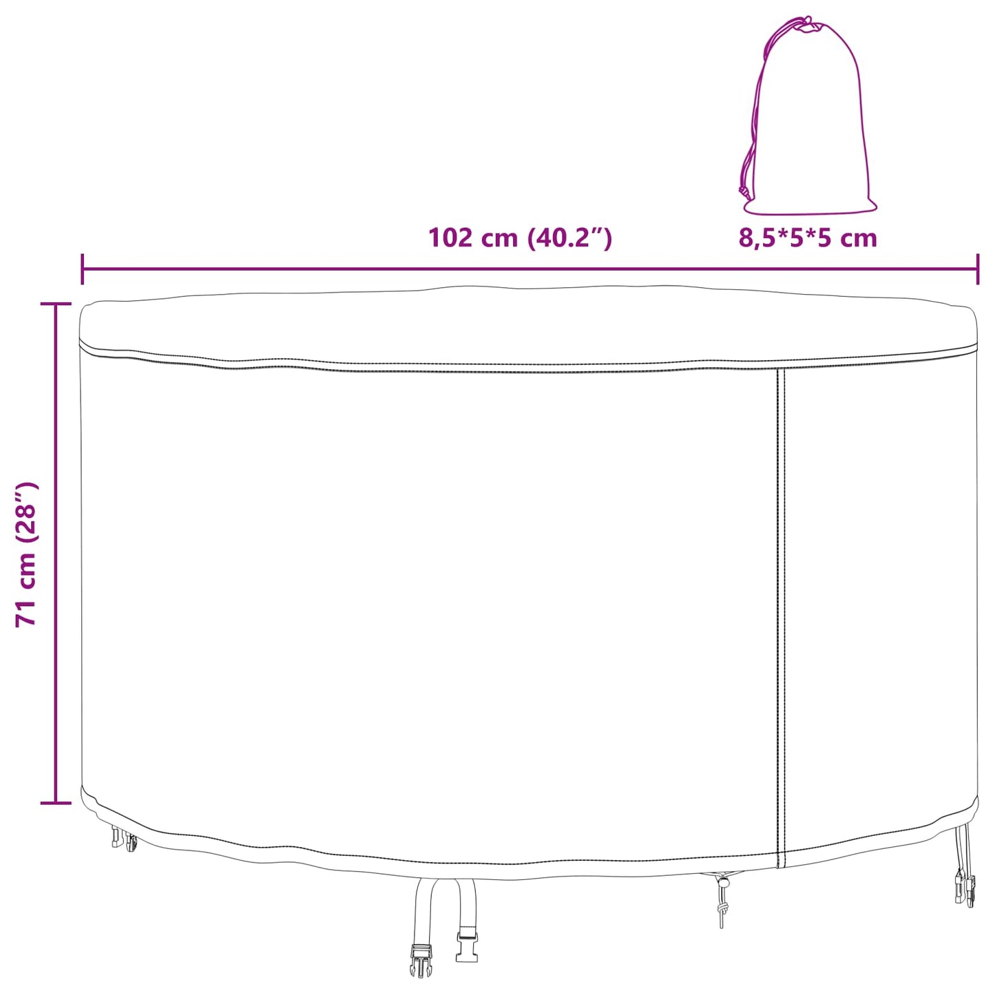 Lauko baldų uždangalas Juoda 102 x 102 x 71 cm 420D audinys
