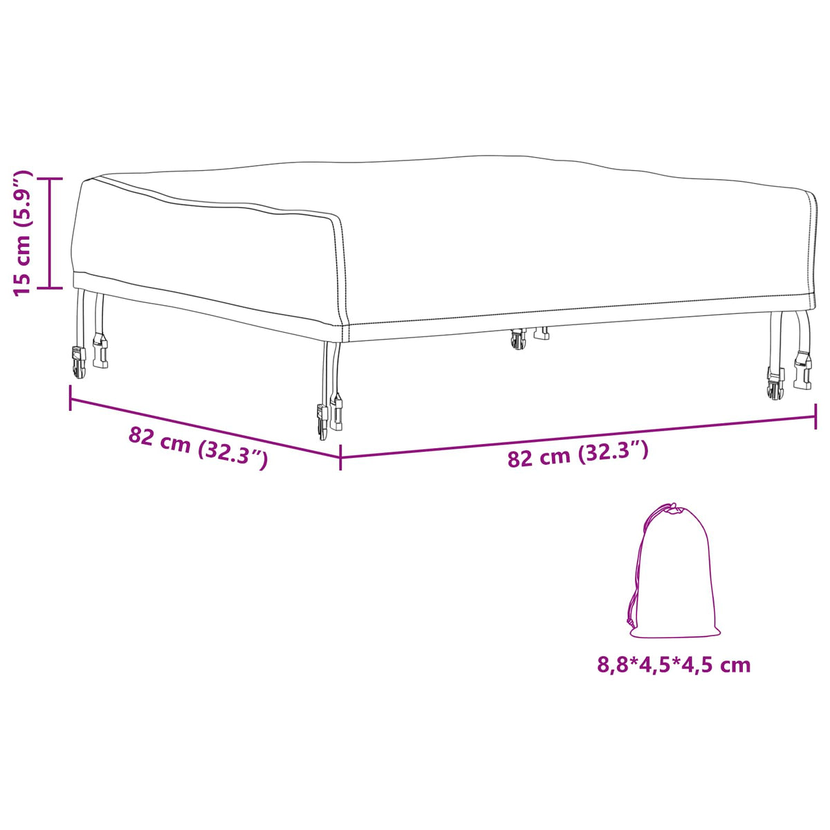 Lauko baldų uždangalas 82 x 82 x 15 cm 420D Oxford audinys