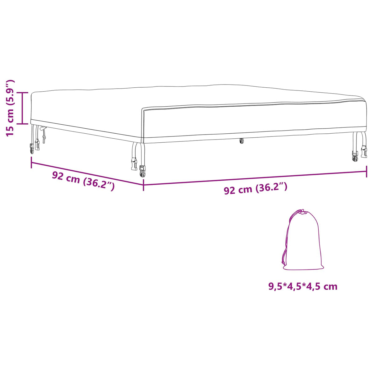 Lauko baldų uždangalas 92 x 92 x 15 cm 210D Oxford audinys