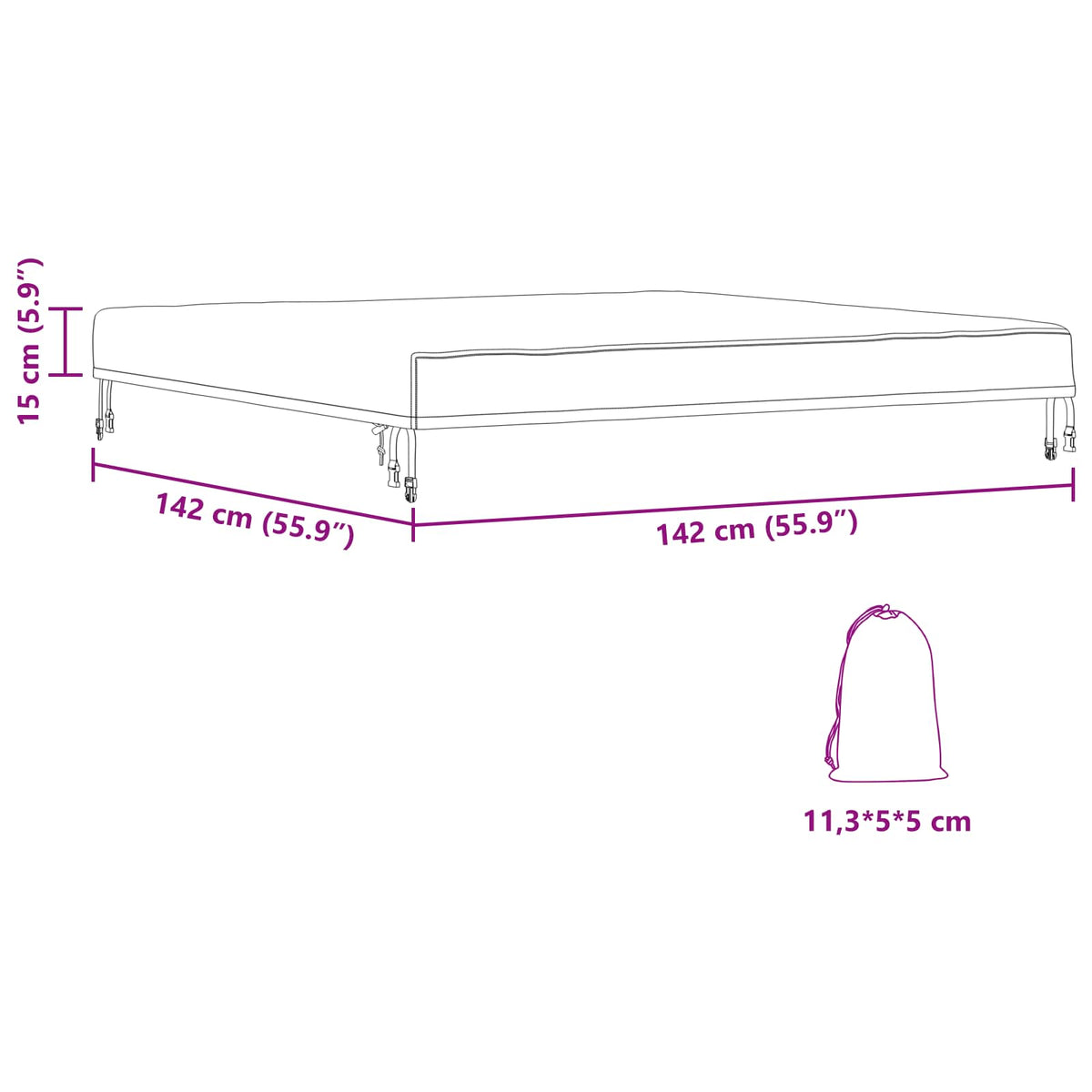 Lauko baldų uždangalas 142 x 142 x 15 cm 600D Oxford audinys