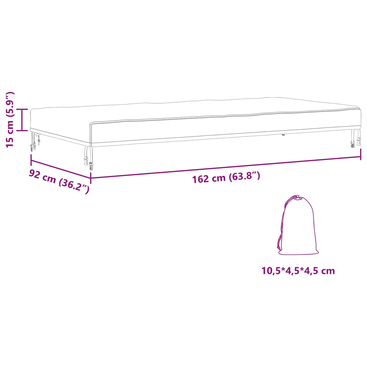 Lauko baldų uždangalas 162 x 92 x 15 cm 210D Oxford audinys