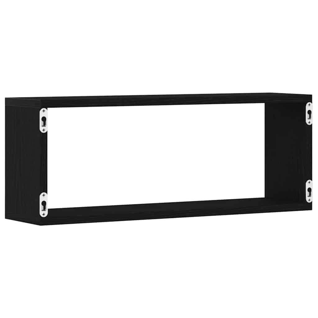Sieninės lentynos su lentyna 2 pcs juoda ąžuolo 60 x 15 x 23 cm